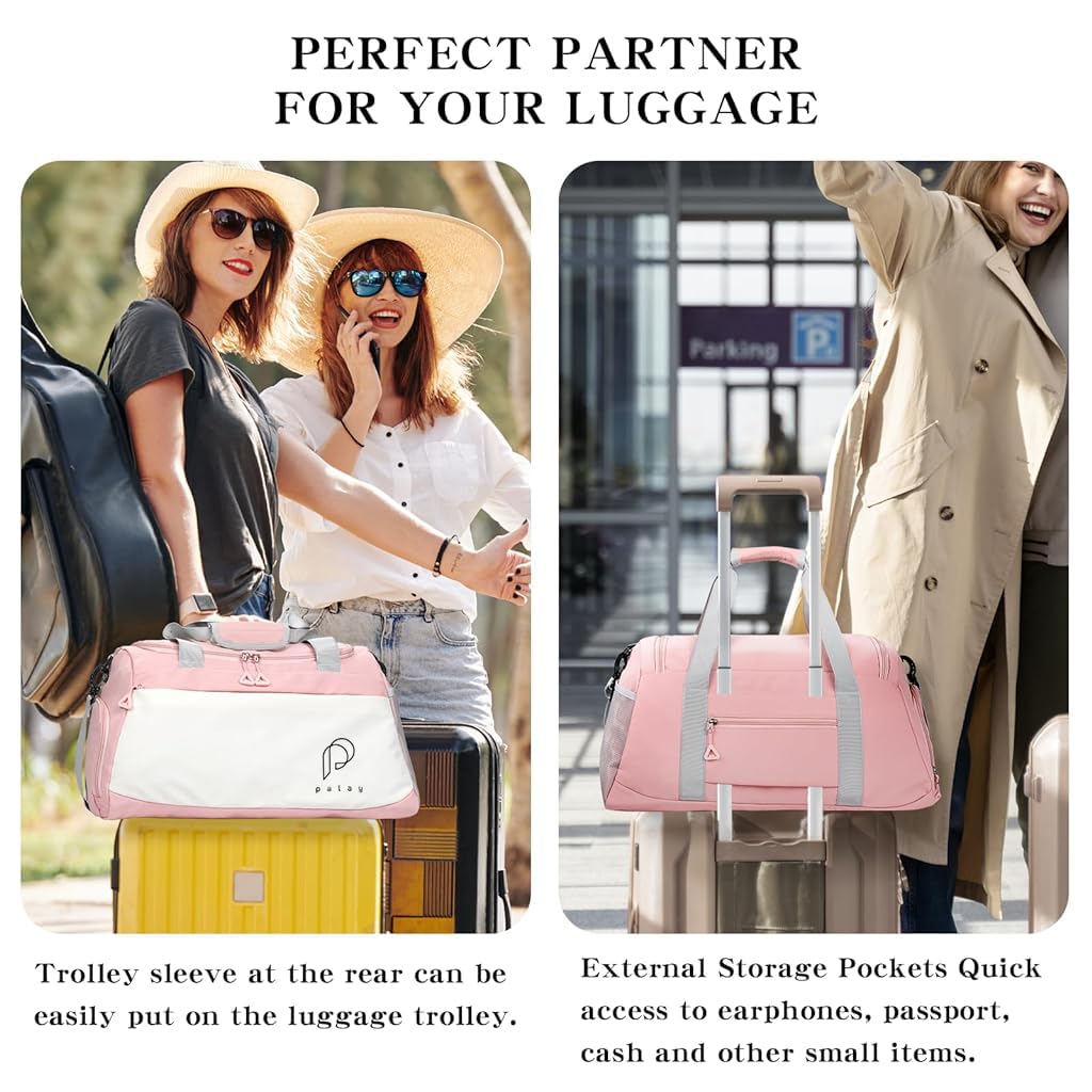 PALAY Women Gym Bag, Fitness Duffel Bag, Travel Bag Fitness Backpack, Travel Luggage Bag, Gym Bag with Shoe Compartment Waterproof Oxford Cloth Gym Bag with Reinforced Handle & Shoulder Strap