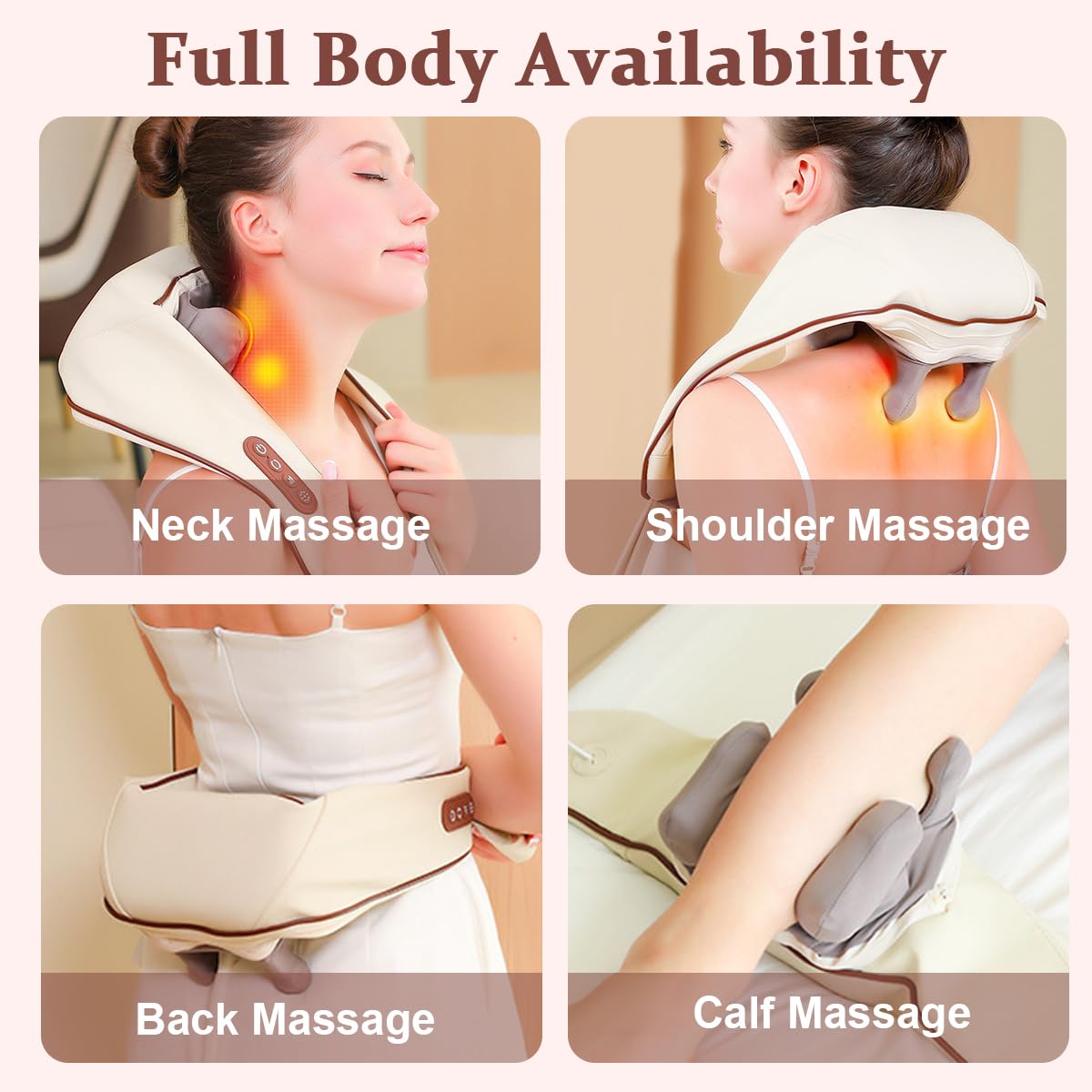 HANNEA Neck Massager with Heat, Cordless Neck Massager Relaxing Deep Tissue 4D Kneading Massage, Wearable Neck and Shoulder Massager for Neck, Back, Christmas Gifts Birthday Gift Men Women