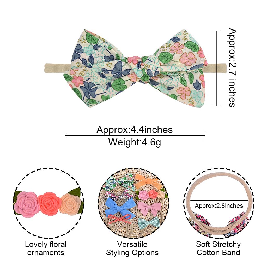 PALAY 10pcs Bow Hair Bands for Baby Girls, Cute Baby Hair Band for Baby Girl Boy, Hair Bows Headbands Hair Bands for Kids, Nylon Babies Hairband for Girls Newborn Infant Toddlers