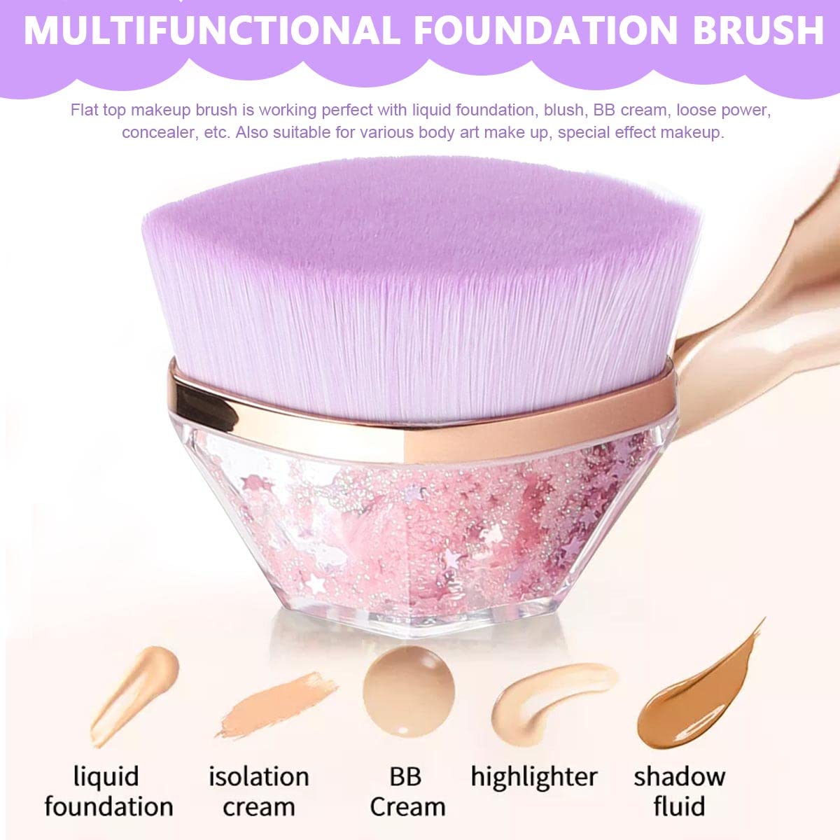 MAYCREATE Foundation Brush for Makeup Brush Flat Top Face Blush Brush High Density Soft Powder Brush for Blending Liquid, Cream, Powder Foundation with Storage Case
