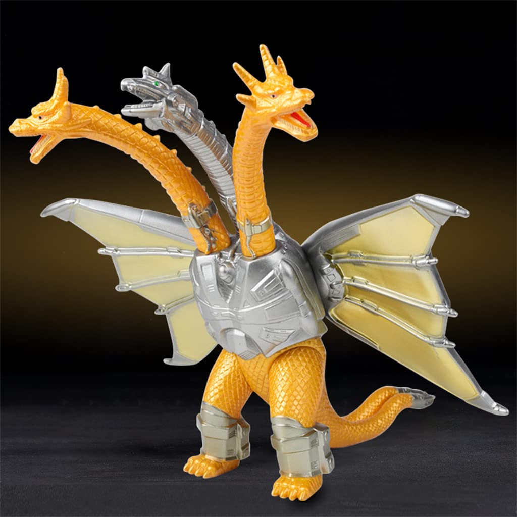PATPAT Godzilla Toys 7'' Monsters Classic King Ghidorah Mechanical 3 Head Dragon Vinyl Big Action Figure Ghidorah Collectible Model Dinosaur Toys for Kids