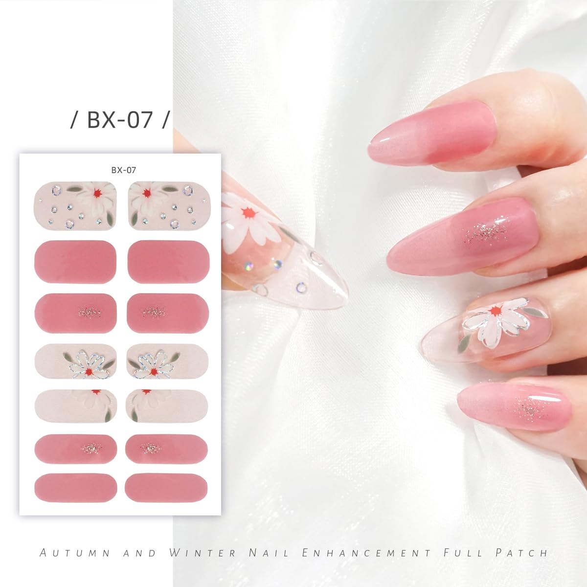 MAYCREATE 5 Sheets Nail Stickers Fake Nail Decal Sticker Full Cover Nail Art Sticker Self Adhesive Embossing Nail Art Sticker for Various Nail Shape DIY Art Decal with 5 Styles(70pcs)