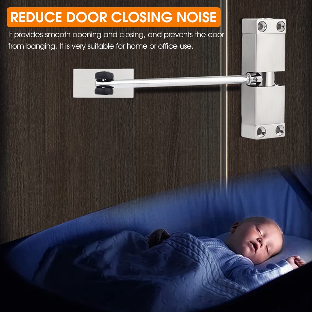 HASTHIP Door Closer, Zinc Alloy Automatic Safety Spring Door Closer, Adjustable Closing Door Hinge, Quiet Door Closer for Wooden Door, Metal Door, Security Door, Weight Up to 30 Kgs (Silver)