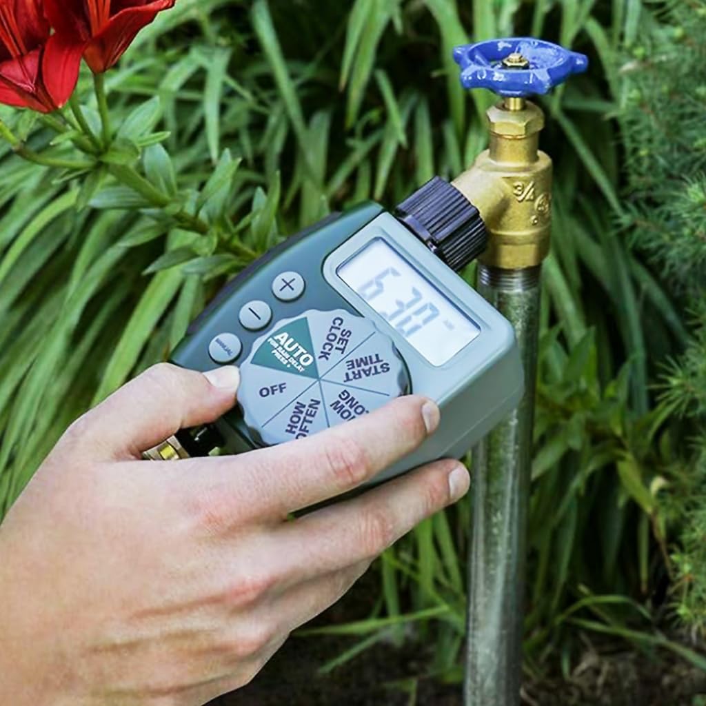 HASTHIP Drip Irrigation Timer for Garden Farm with Universal Faucet connector, Irrigation Water Timer, Easy to Use Automatic Watering System, Waterproof Digital Irrigation Timer System for Lawns