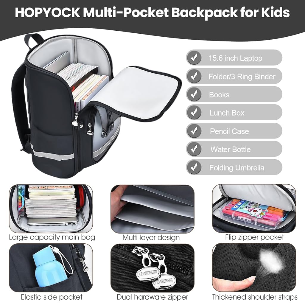 ZIBUYU School Backpack for Girls Boys School Backpack Book Bag Lightweight Burden Relief School Kids Backpack with Night Reflection Design Primary School Backpack Back Bookbags
