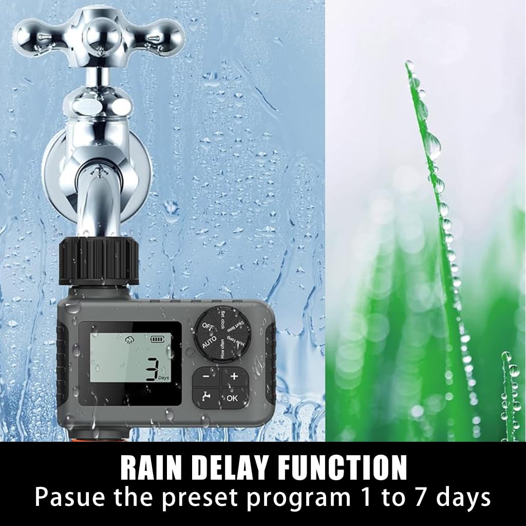 HASTHIP Drip Irrigation Timer for Garden Farm with Universal Faucet connector, Irrigation Water Timer, Easy to Use Automatic Watering System, Waterproof Digital Irrigation Timer System for Lawns
