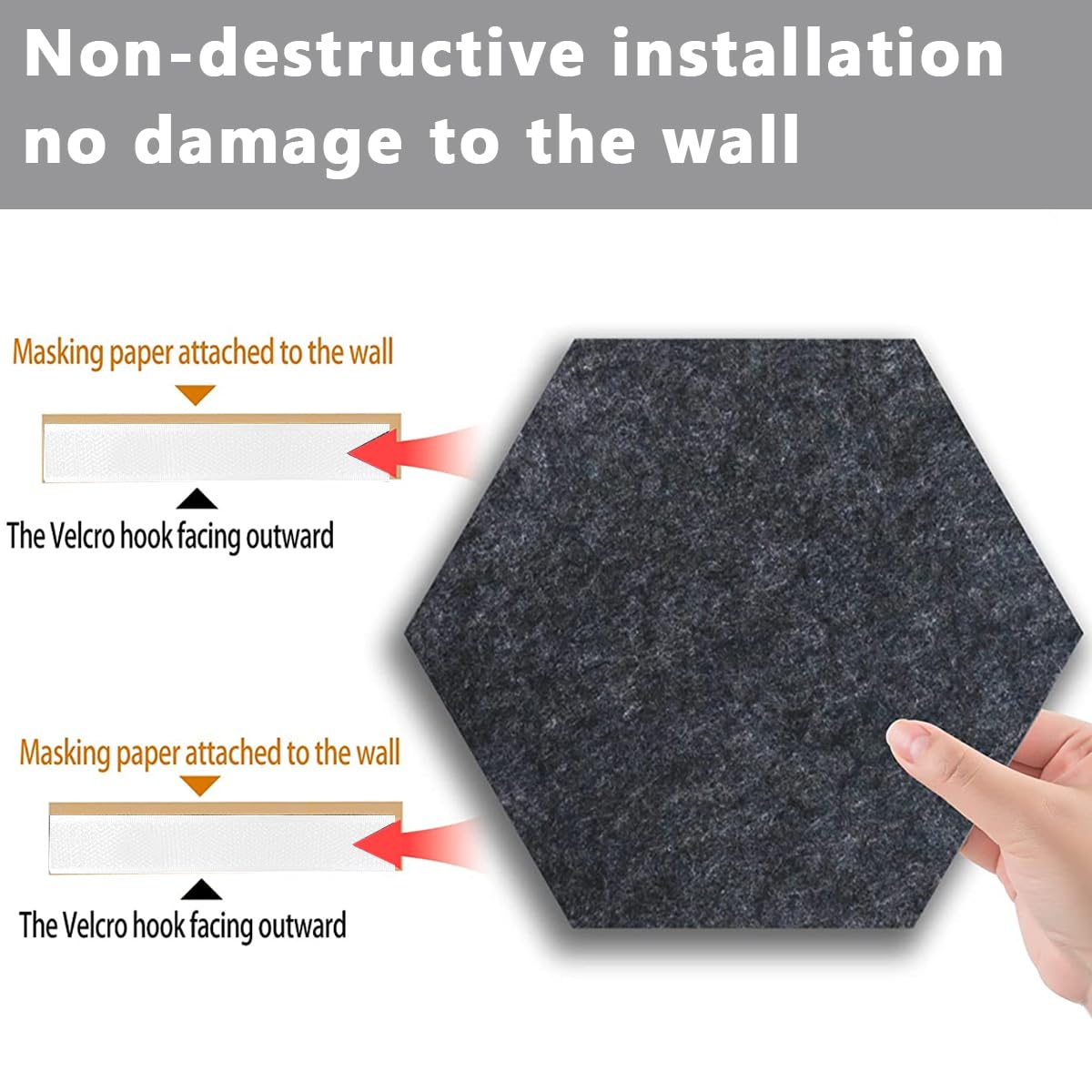 Climberty 8Pcs Hexagon Bulletin Board with 30pcs Thumbtack - Durable Felt Board for Messages, Reminders, and Accessories Storage - Self-Adhesive and Decorative - Ideal for Home and Office Use