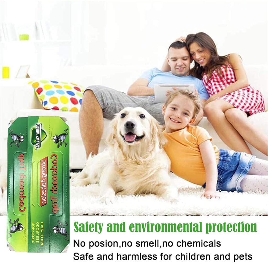 HASTHIP 10pcs Cockroach Traps for Kitchen, Room, Office, Strong Adhesive Cockroach Killer, Pesticide Free Cockroach Repellent, Safe and Easy Cockroach Trap