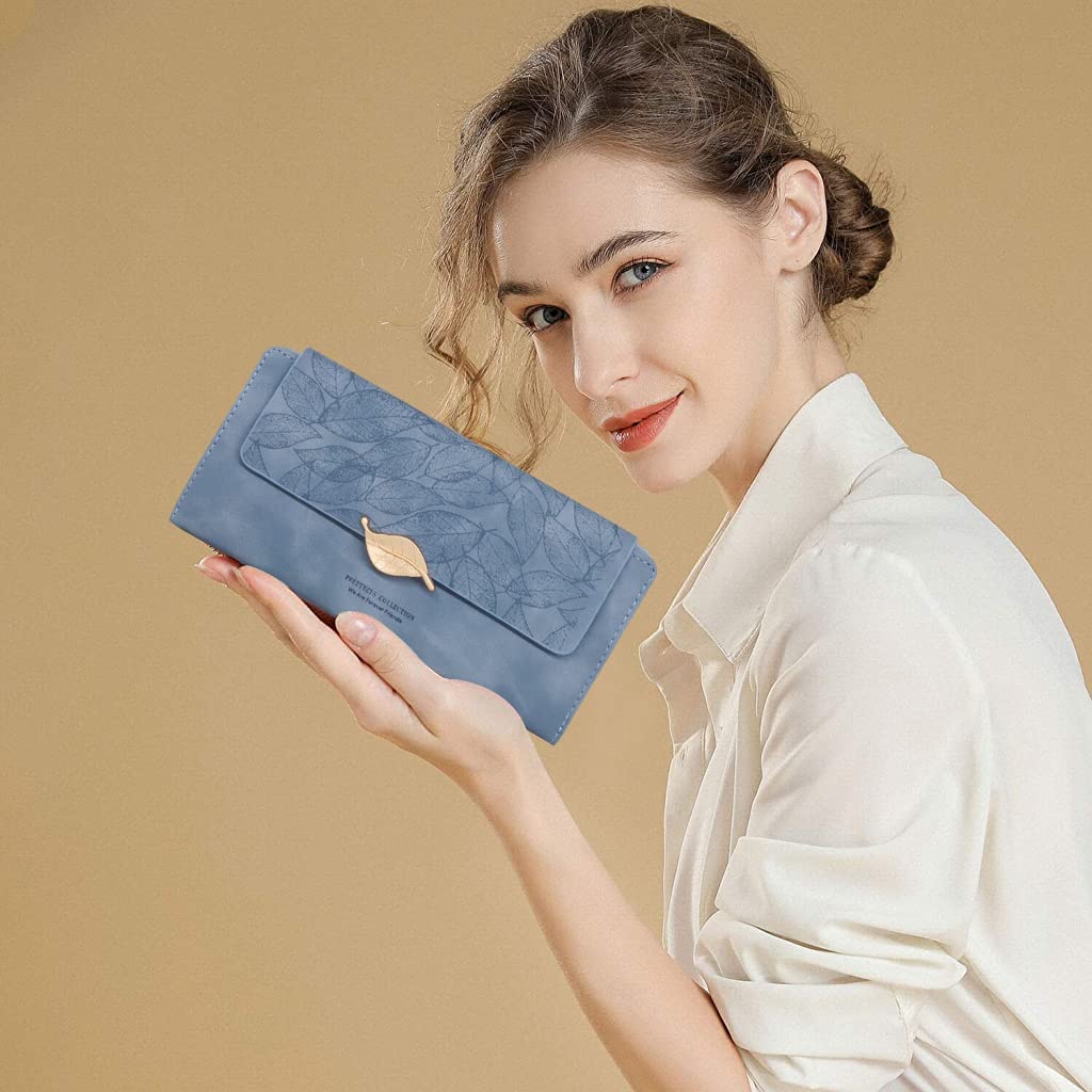 PALAY Women's Wallet PU Leather Long Wallet Credit Card Holder Hand Purse for Women with Holders Phone Pocket Girls Zipper Coin Purse