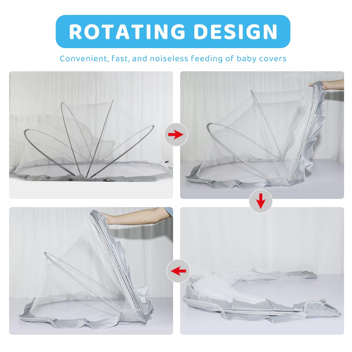 SNOWIE SOFT Mosquito Net for Baby, Foldable Baby Mosquito Net, Breathable and Transparent Mosquito Nets Canopy, Fits Most Cribs and Beds, Baby Mosquito Net for 0-5 Year Baby Newborn Baby Essentials