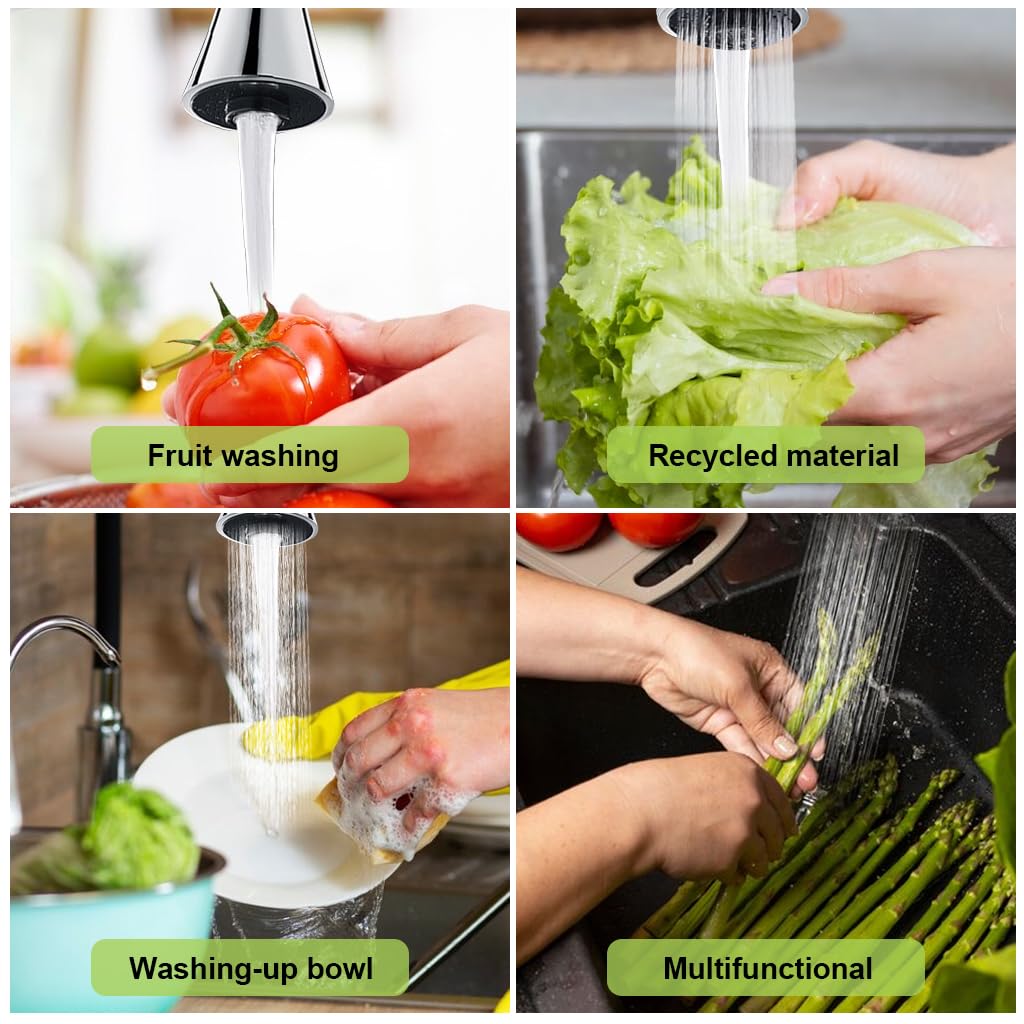 HASTHIP Kitchen Sink Faucet Water Tap Faucet Extender 360° Swivel Faucet Extension with 3 Water Spray Modes Electroplated Universal Sink Faucet Pressurized Faucet with 12cm Hose