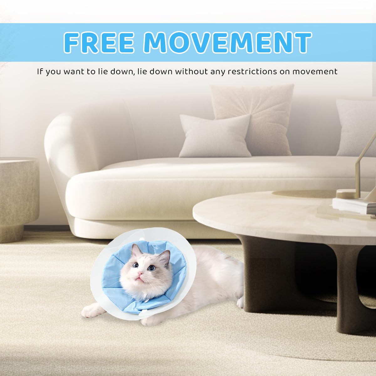 Qpets Cat Cone PVC Cat Recovery Cone with Soft Pillow, After Surgery for Anti-Licking Cat Cone, Surgery Recovery Cone for Small Pet (M, 20-34cm)