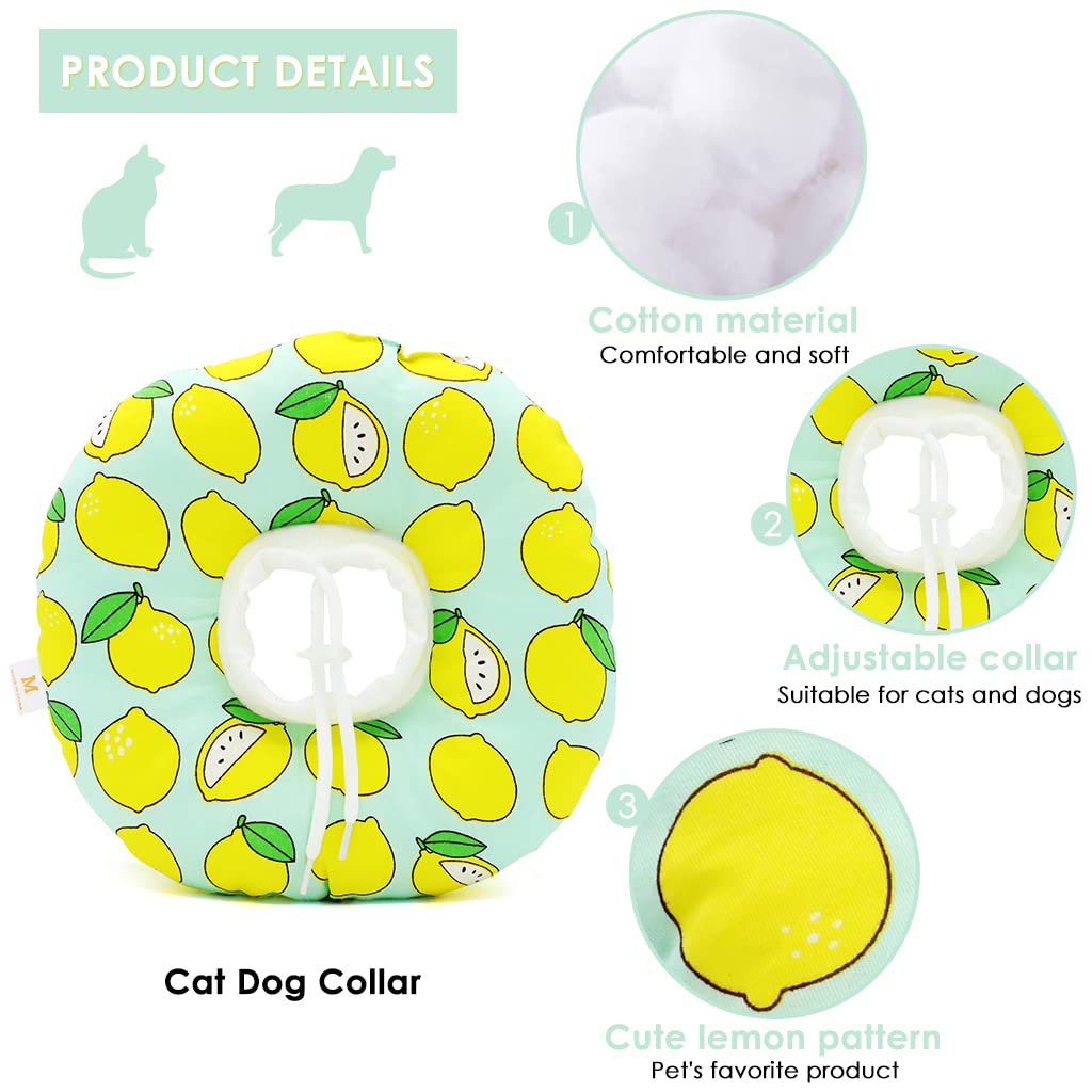 Qpets Cat Cone Collar Comfy & Soft Stuffed PP Cotton Adjustable Size Machine Washable, After Surgery for Anti-Licking Dog E Collar,Surgery Recovery Collar for Pet (M:16-29cm)