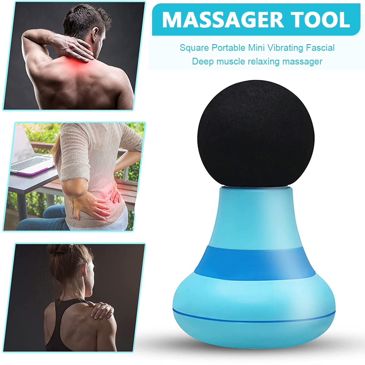 MAYCREATE Mini Electric Massager For Shoulder Head and Body With USB Rechageable Vibrating Deep Muscle Stimulator Powerful 6 Vibration Modes for Back Full Body Muscle Pain