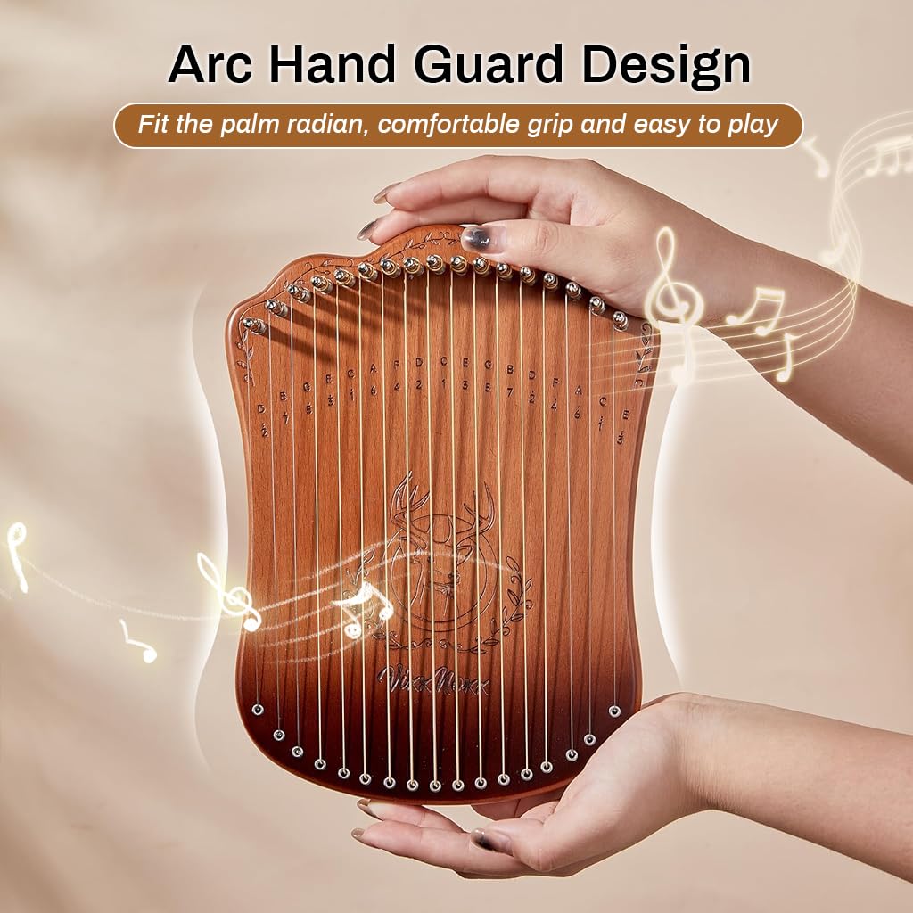 PATPAT Lyre Harp 17-String Lyra Harp Kit, Mahogany Stringed Musical Instruments with Extra 17 Strings, Tuning Wrench, Finger Picks & EVA Gig Bag Starter Music Instrument for Adults Kids