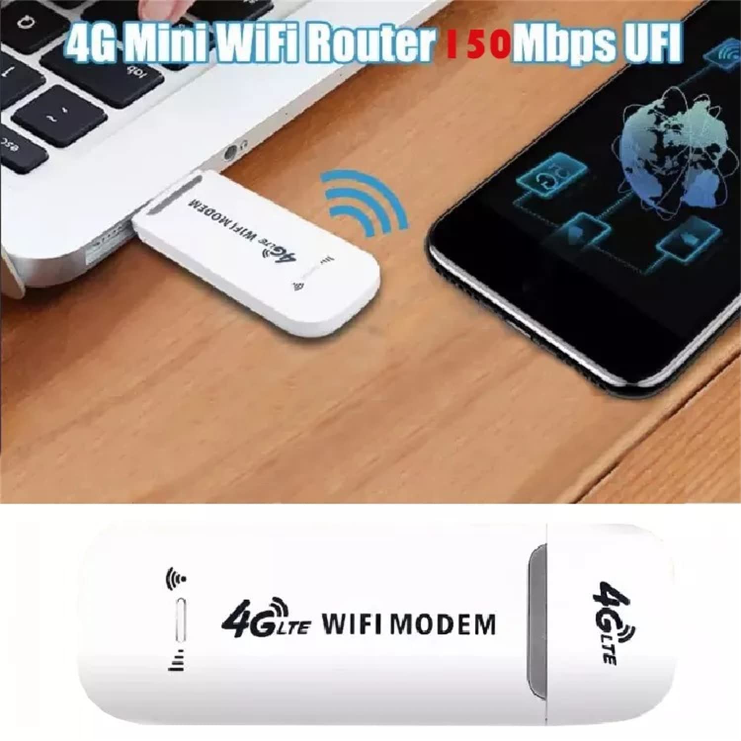 ZORBES 4G LTE USB Wireless Portable Router with up to 150Mbps Data Speed,Play Data Card&Plug