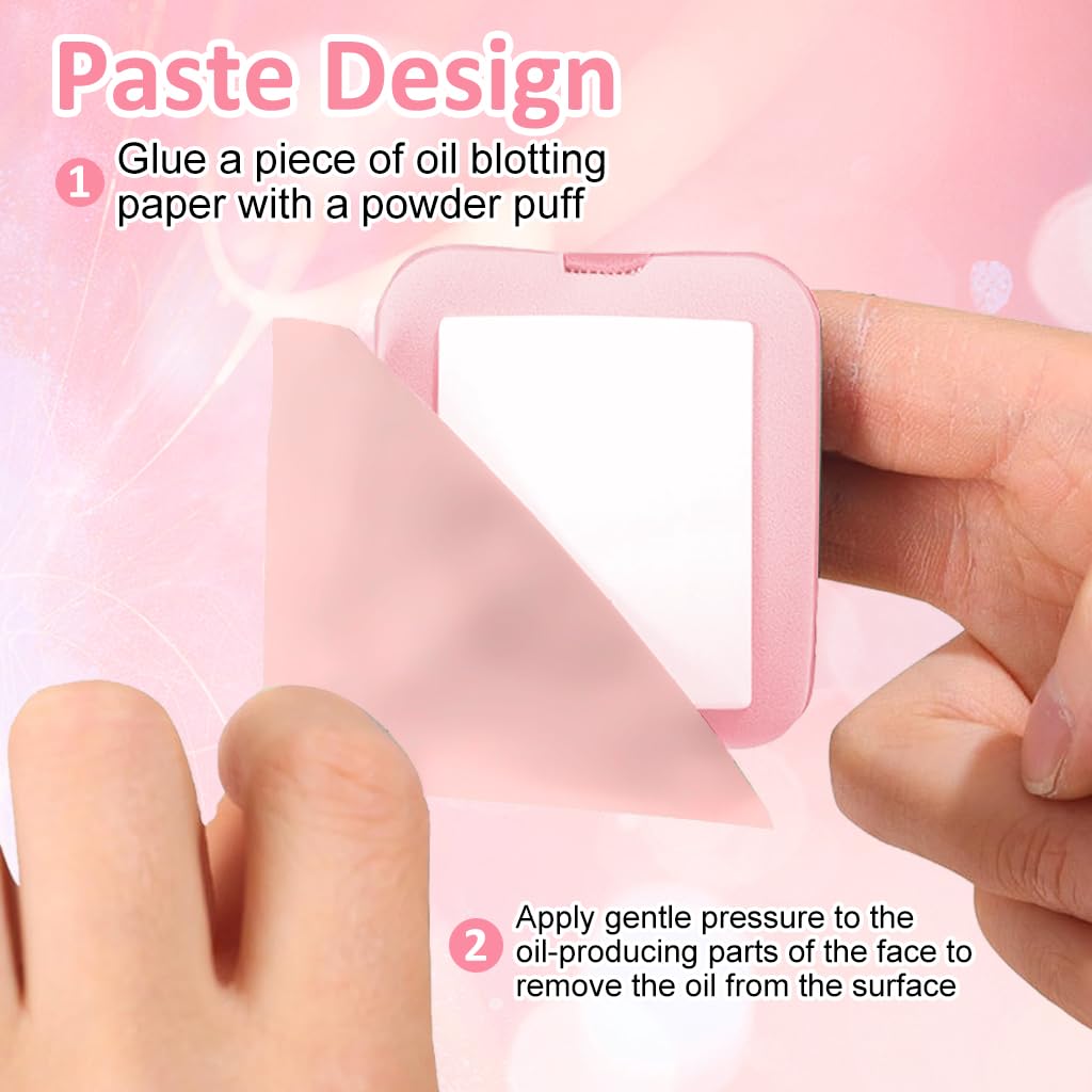 MAYCREATE 200Pcs Blotting Paper for Oily Face, Oil Absorbing Sheets for Face, Natural Rose Oil Absorbing Paper for Face, Travel Compact Face Wipes for Oily Skin, with Mirror & Puff for Men Women