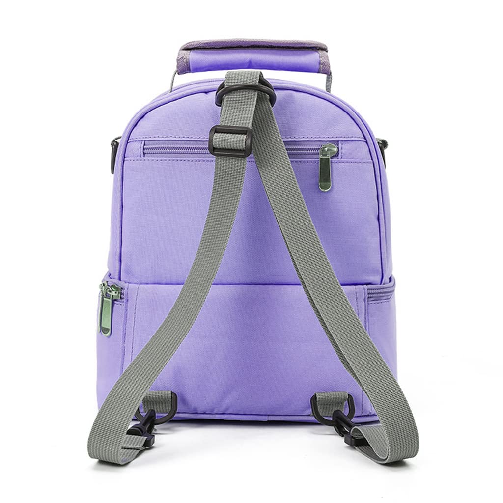 ZIBUYU Breastmilk Storage Bag with Ice Pack, Double Layer Breastmilk Warmer Insulated Bag with Strap, Fits 6 Ounces Bottles, Waterproof Breast Mommy Diaper Backpack Bento Box Backpack, Purple
