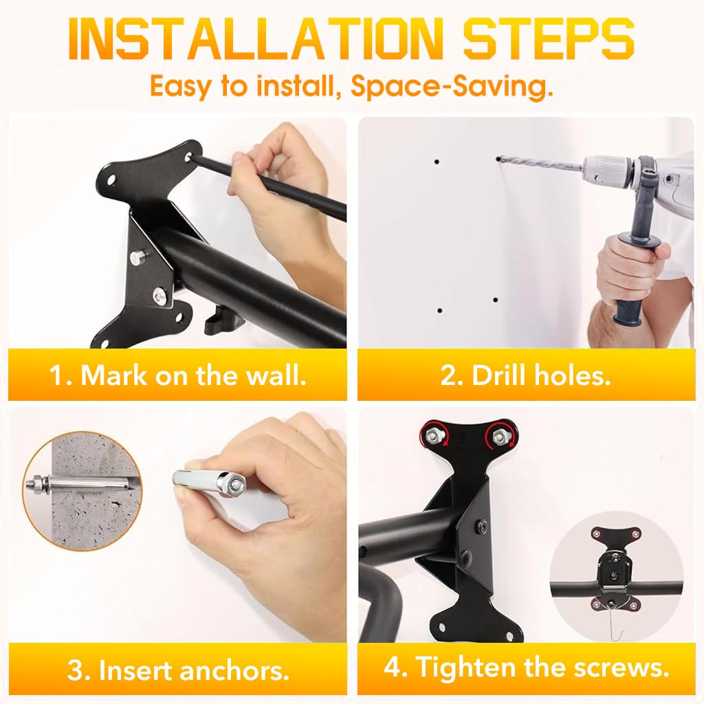 Proberos Bike Cycle Wall Mount Stand Rack, Garage Bike Rack Wall Mount Organizer Bicycle Hanger Storage System, Retractable Wall Mounted Rack for MBT, Road Bike, Kids Bike Indoor Storage