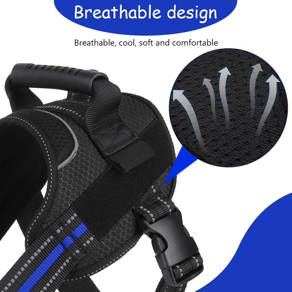 Qpets Dog Vest Dog Harness for Large Dog with 1.5m Dog Leash Dog Harness with Pulls Handle for Guide Dog, Large Dog, Adjustable Dog Vest Harness with Quick Release Buckle (Suitable 18-33kg)