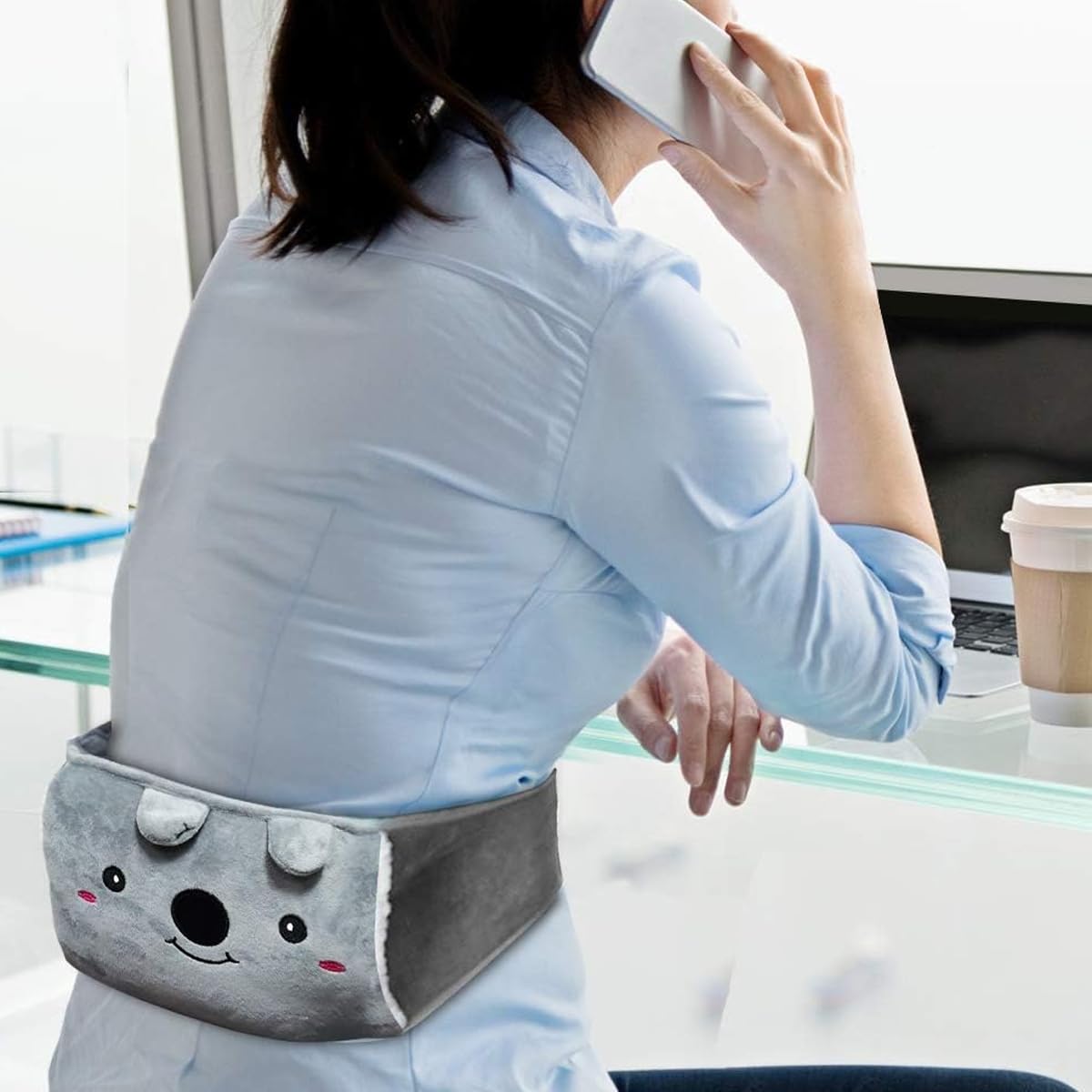 HANNEA Hot Water Bag with Plush Cover and Waist Wrap Belt Refillable Hot Water Bag Anti-leakage PVC Hot Water Bag Period Pain Relief Hot Water Bag, Relieve Cramp Relief, Back Pain