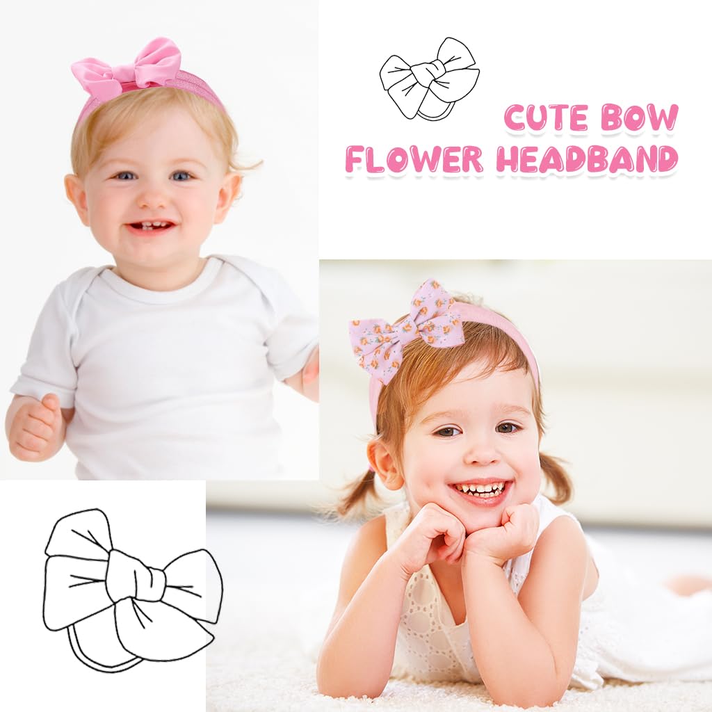 SNOWIE SOFT Baby Socks Set 0 to 12 Months, 2pairs Cute Baby Girl Socks with Bow Headband Breathable Cotton Socks for Girls Striped Dot Socks for Kids Baby Girl 0-12 Months Gift for New Born Baby Girl