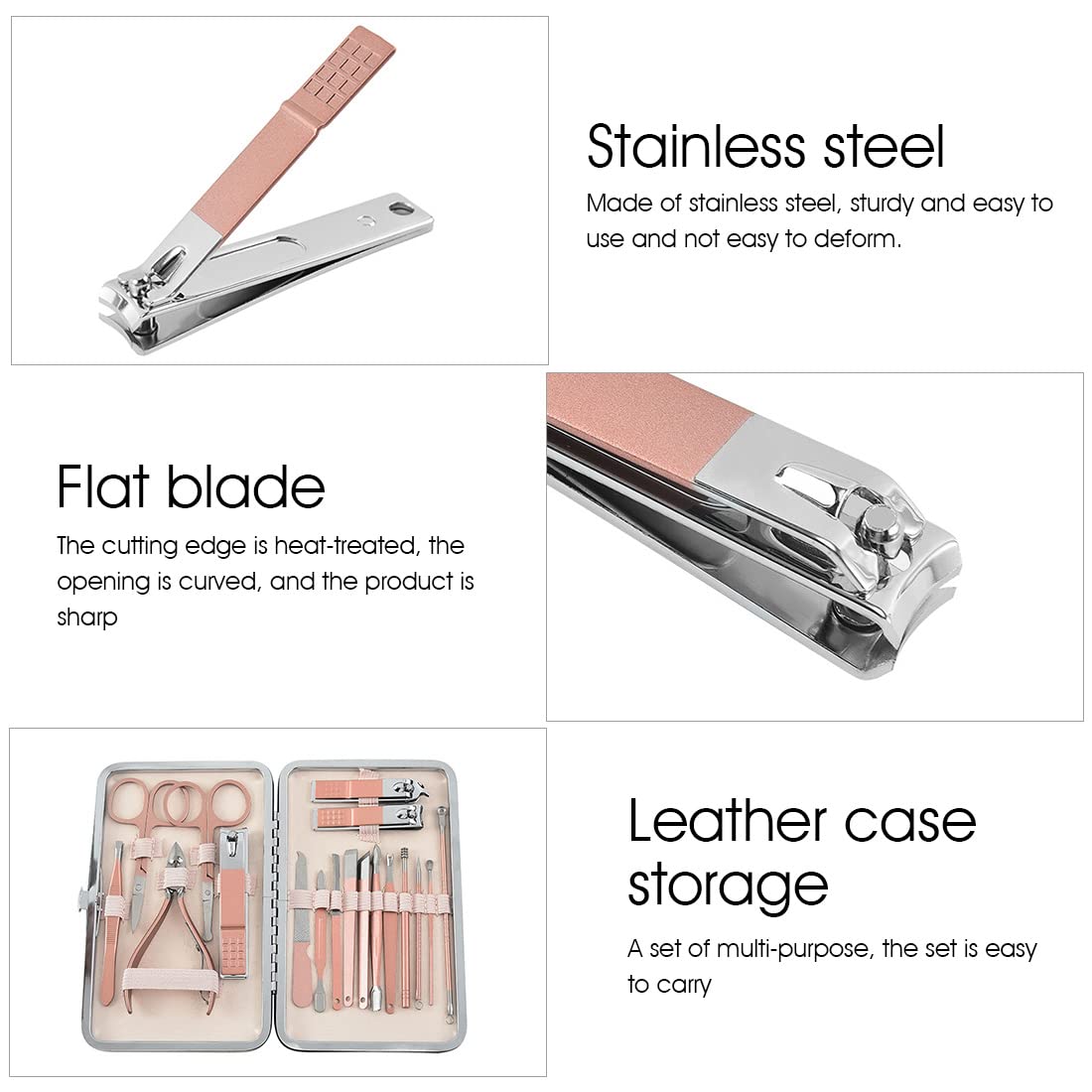 MAYCREATE Stainless Steel Nail Kit for Women Professional Manicure Set Nail Clippers Pedicure Kit - 18 Pieces Grooming kit for Women Portable Travel Kit