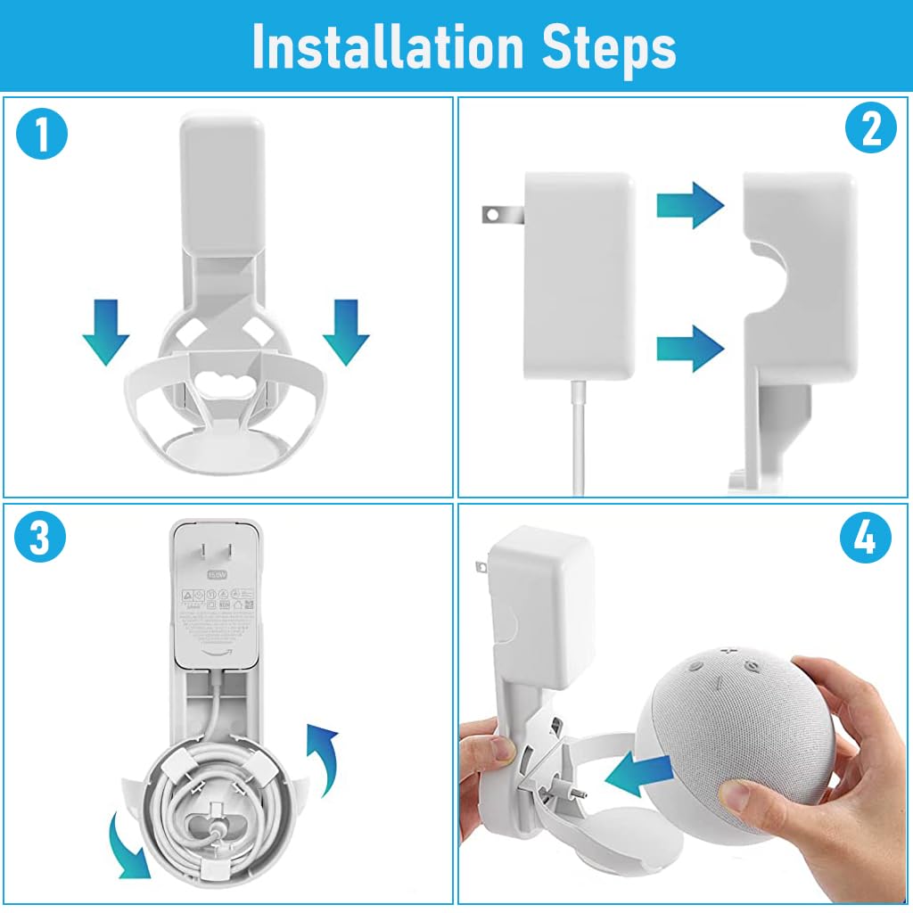 ZORBES Wall Mount for Alexa Echo Dot 5th Generation, Space-Saving Solution with Cable Management Wall Holder for Alexa Echo Dot 5th Generation, Alexa Echo Dot Accessories (Holder Only)