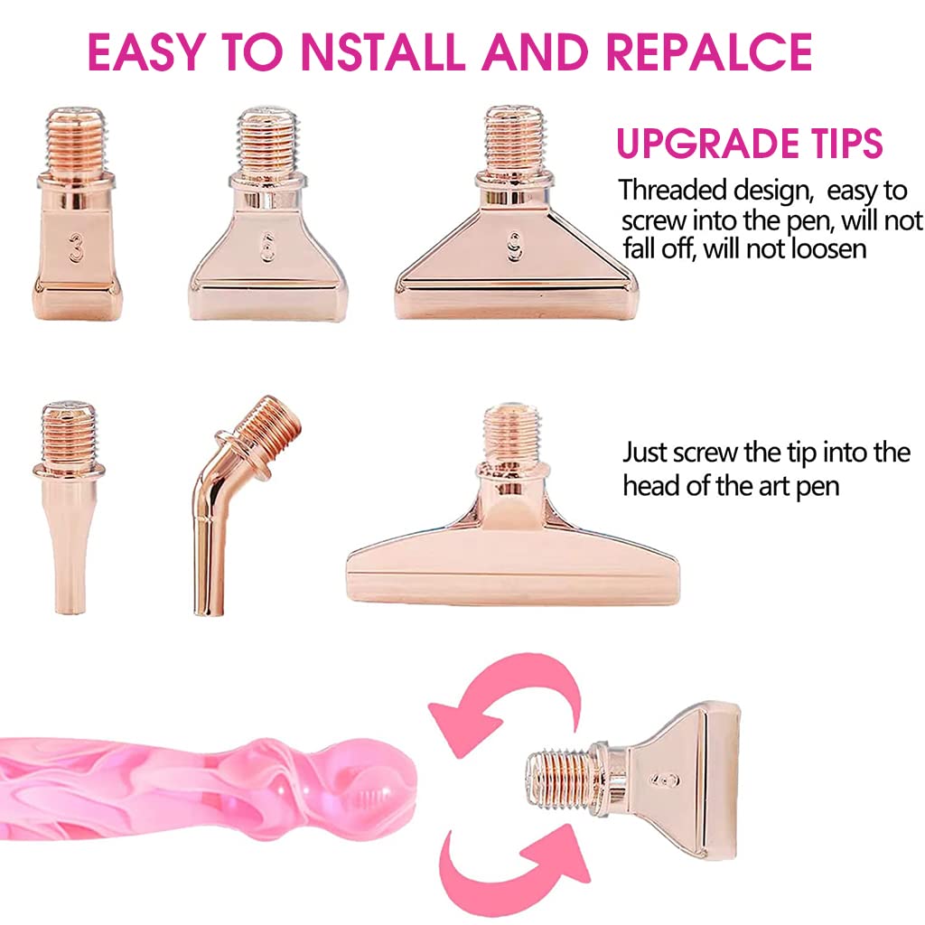 HASTHIP 14pcs 5D Diamond Painting Tool Kits with 1 Diamond Painting Pen 6 Metal Tips, 6 Glue Clays, Transparent Diamond Case, 5D Diamond Painting Accessories Kits for DIY Art Crafts (Pink)