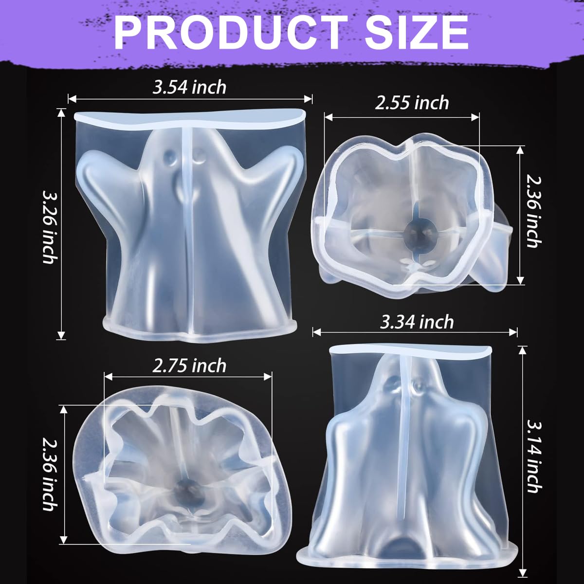 HASTHIP 2Pcs Halloween Funny Ghost Silicone Mold for Resin Art DIY Halloween Home Decor Food Grade Silicone Mold Creative Halloween Ghost Silicone Mold for Candle, Resin Desk Decor, Ice Cube, Candy