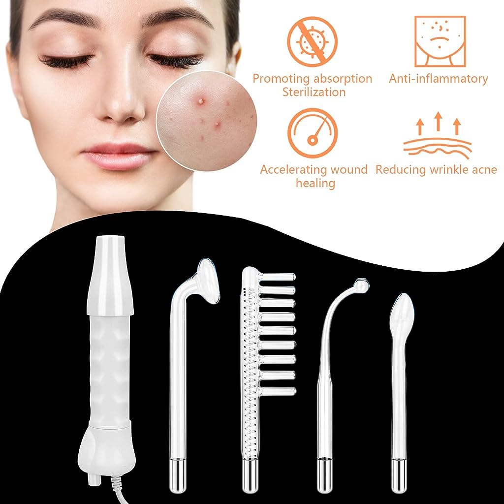 HANNEA Facial Massager for Women High Frequency Facial Machine Electric Beauty Facial Massage Portable Handheld High Frequency Facial Skin Wand Machine with 4 Different Tubes
