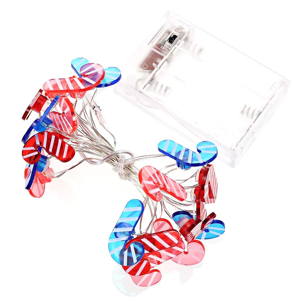 Verilux 2M 20 LEDs Walking Stick Shape Cooper Wire String Light for Christmas Home Festival Decoration (Blue and Red)