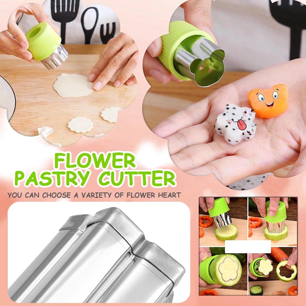 HASTHIP 9Pcs Cookie Cutter Shapes Set, Stainless Steel Mini Fruit Cutter Vegetable Cutter Shapes Embossing Mold, Bread Sandwich Cutter for Kitchen, Baking Mold, Pastry Mold