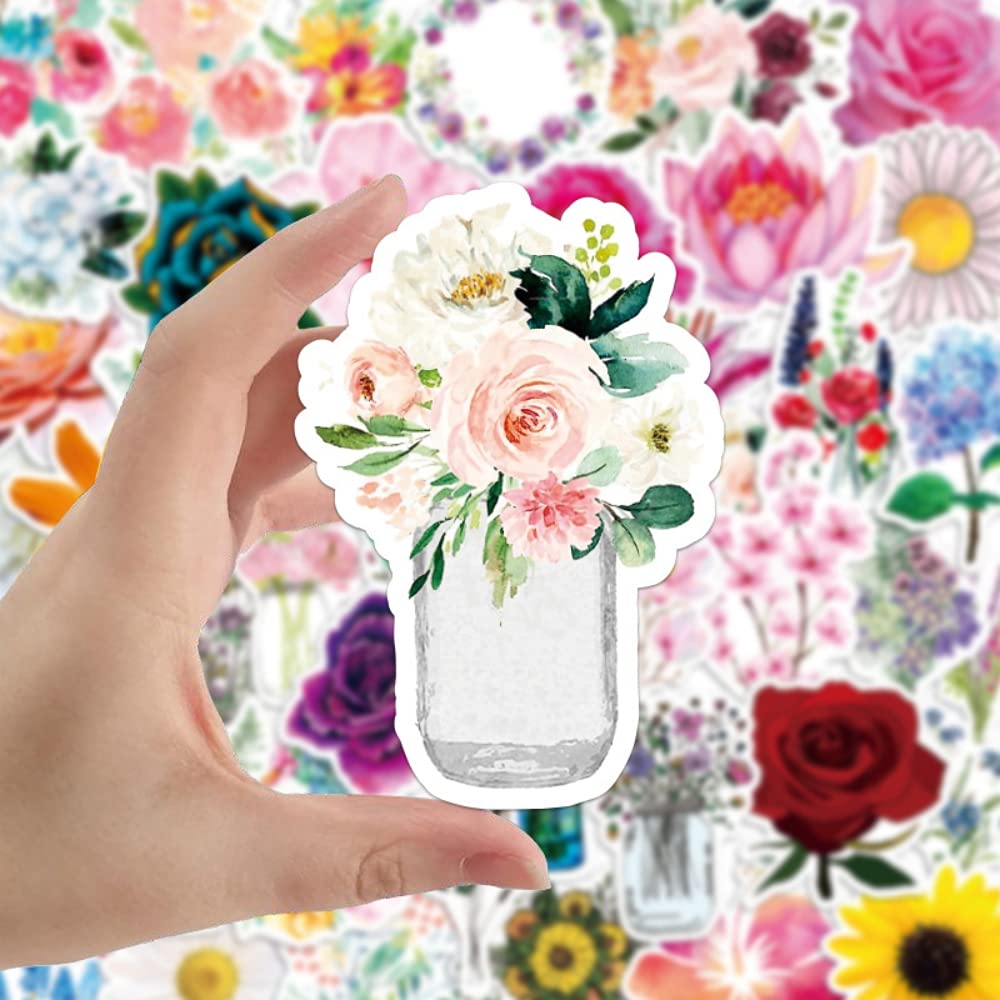 HASTHIP Polyvinyl Chloride Waterproof Spring Flower Plant Stickers for Children and Adults (Multicolour) - 46 Pieces