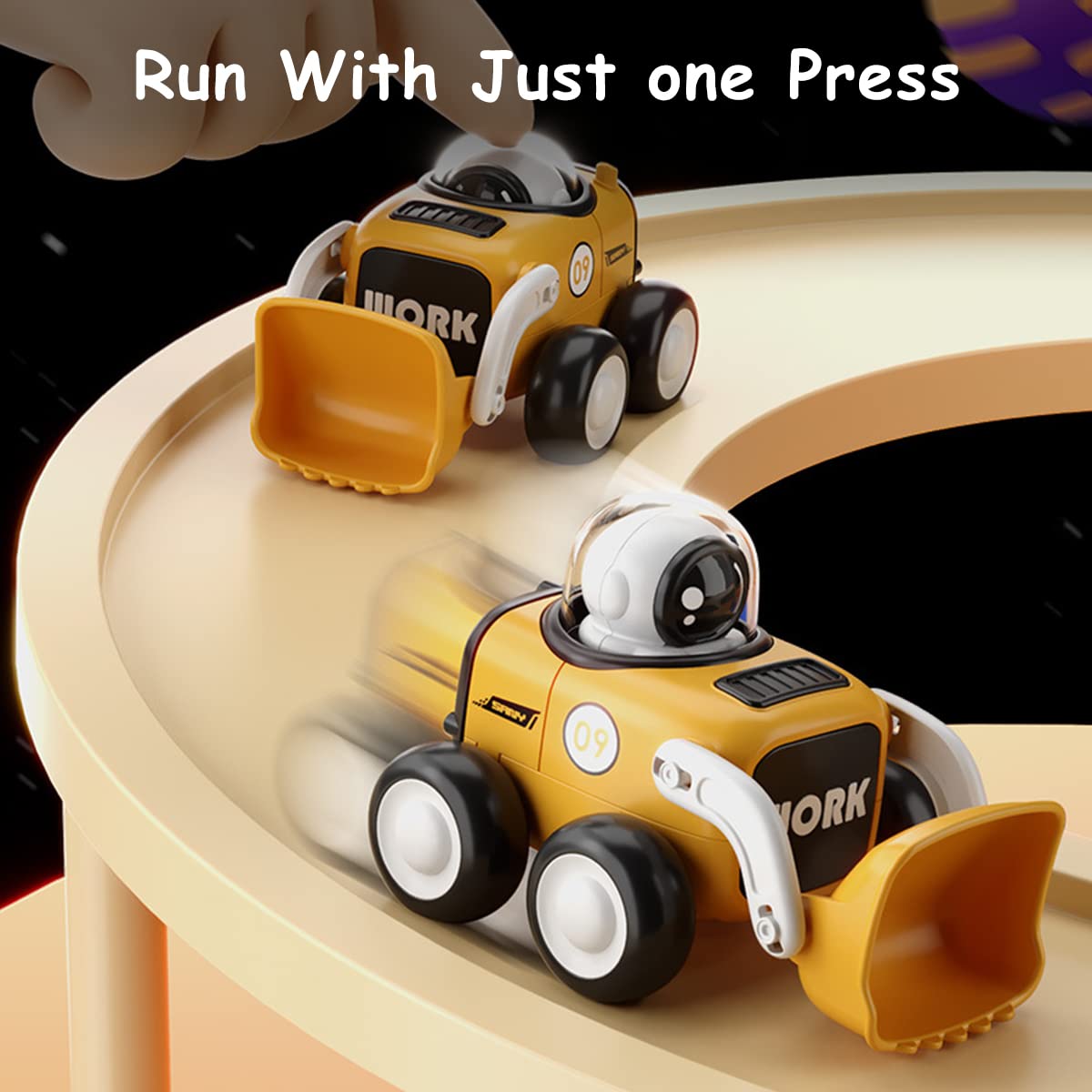 PATPAT Construction Car Toy For Kids Press-And-Go Whistle Car Toy For Kids Cartoon Spacemen Car Toy Birthday Gift Children'S Day Gift Toy For Kids 1-3 Years Old,Multicolor