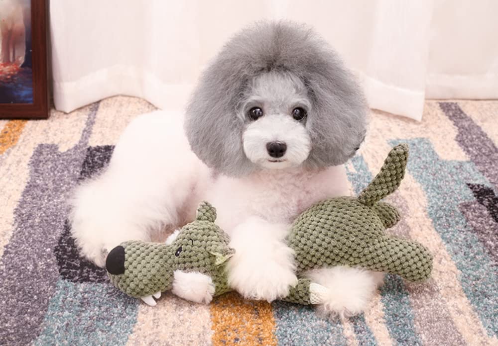 Qpets Dog Toys Pet Cartoon Stuffed Toy Squeaky Puppy Toy Plush Toy Chew Toys for Small Medium Size Dogs-Cartoon Dog Accessories for Puppy (Wolf Length 40cm)