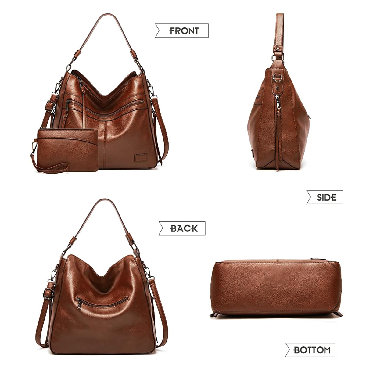 PALAY Hobo Bags for Women Handbag Soft Vegan Leather Tote Bag for Travel Large Capacity Commuter Bag, Shoulder Bag with Purse Gift for Ladies