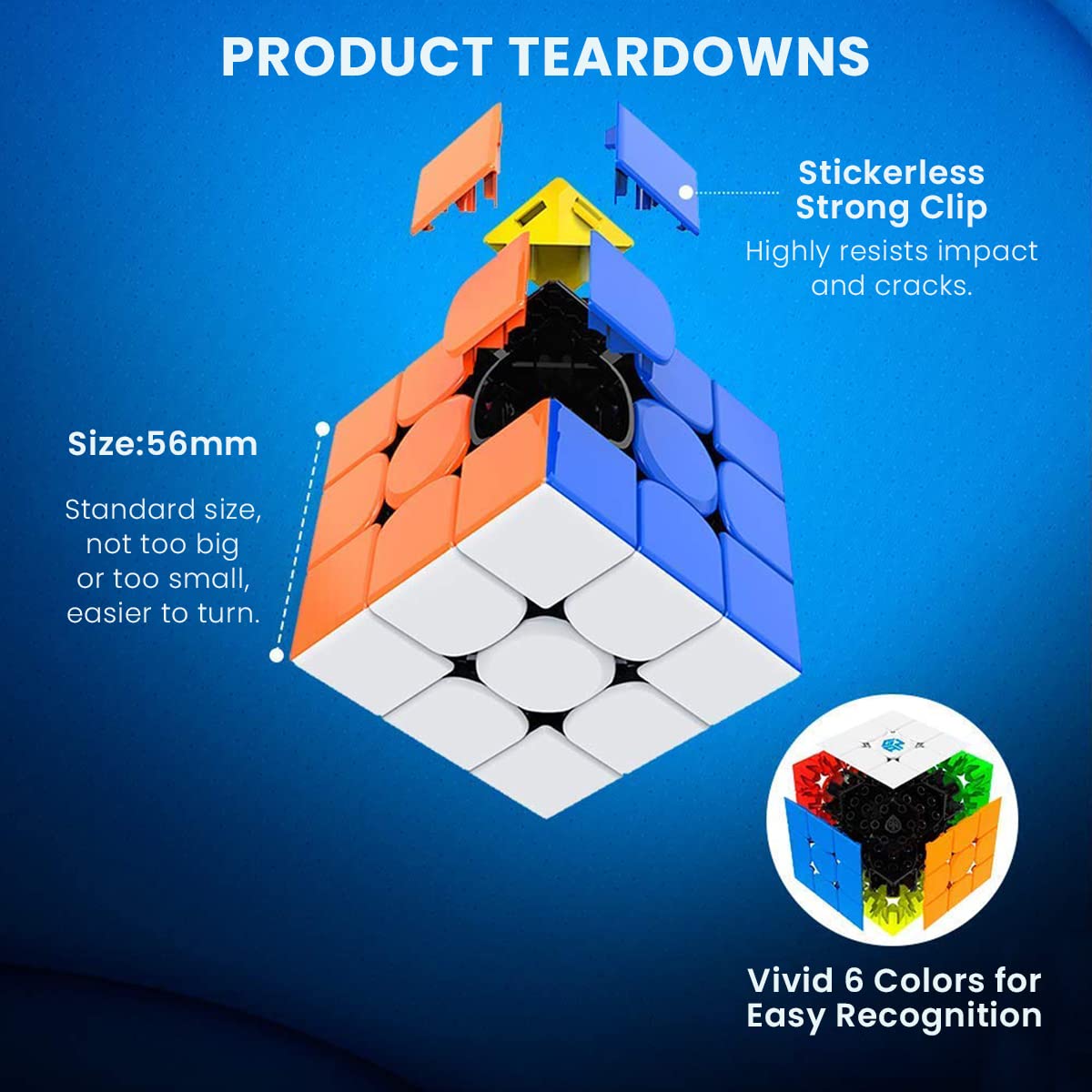 PATPAT 3x3 Magic Cube Plastic Speed Cube Puzzles Toys Magic Cube Toy Stress Anxiety Relief for Adults Kids Brain Training Magic Cube Toy