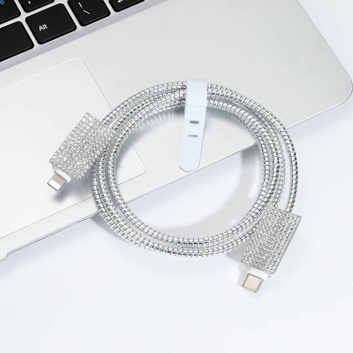 Verilux Set of 3 Fashion Rhinestone Charger Protector Skin Cover & Charging Cable Protector for iPhone 15 20W, Anti-Scratch Charger Adapter Protector Charging Cable Sleeve, for iPhone Accessories