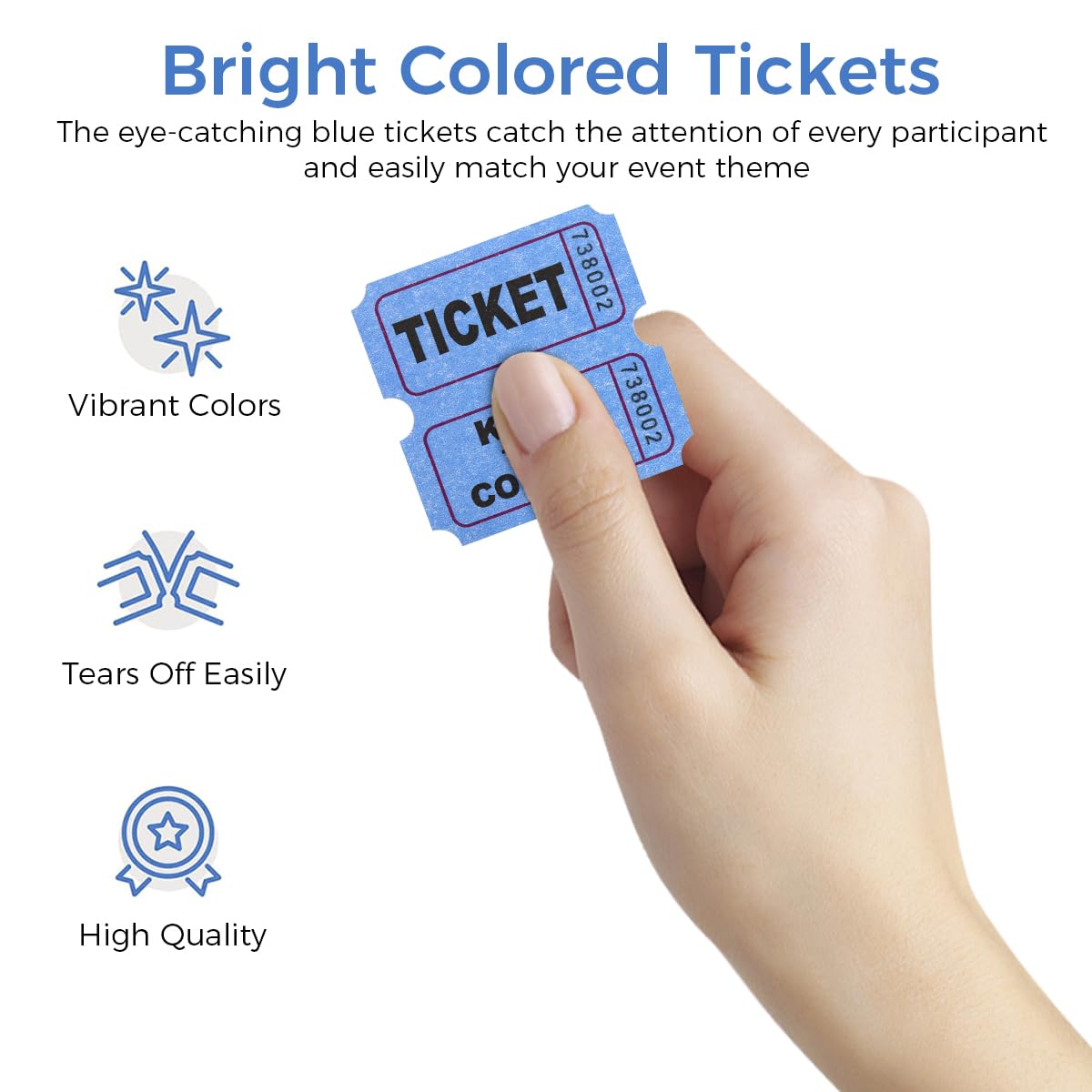 Climberty 1000 Raffle Tickets - Double Roll Sequentially Numbered Raffle Tickets, Easy-Tear Perforation, Perfect for Event Party Prize Drawing Fundraisers (Blue)
