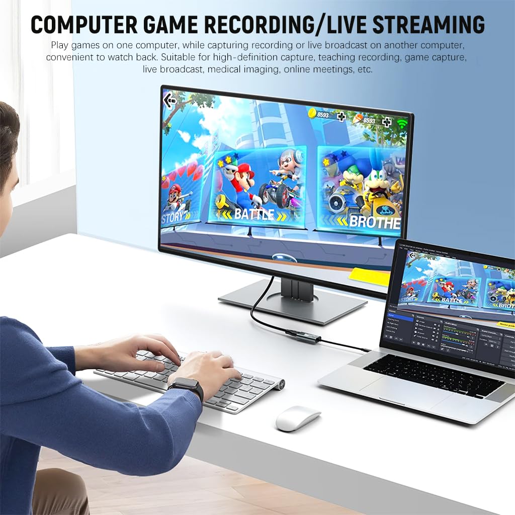 Verilux HDMI to USB Video Capture Card 2 in 1 HDMI to USB/USB C Video Capture Card Supports 100W PD & 4K 1920 * 1080@60Hz Universal HDMI to USB Adapter Switch, PS5/4, Live Broadcast, Gaming