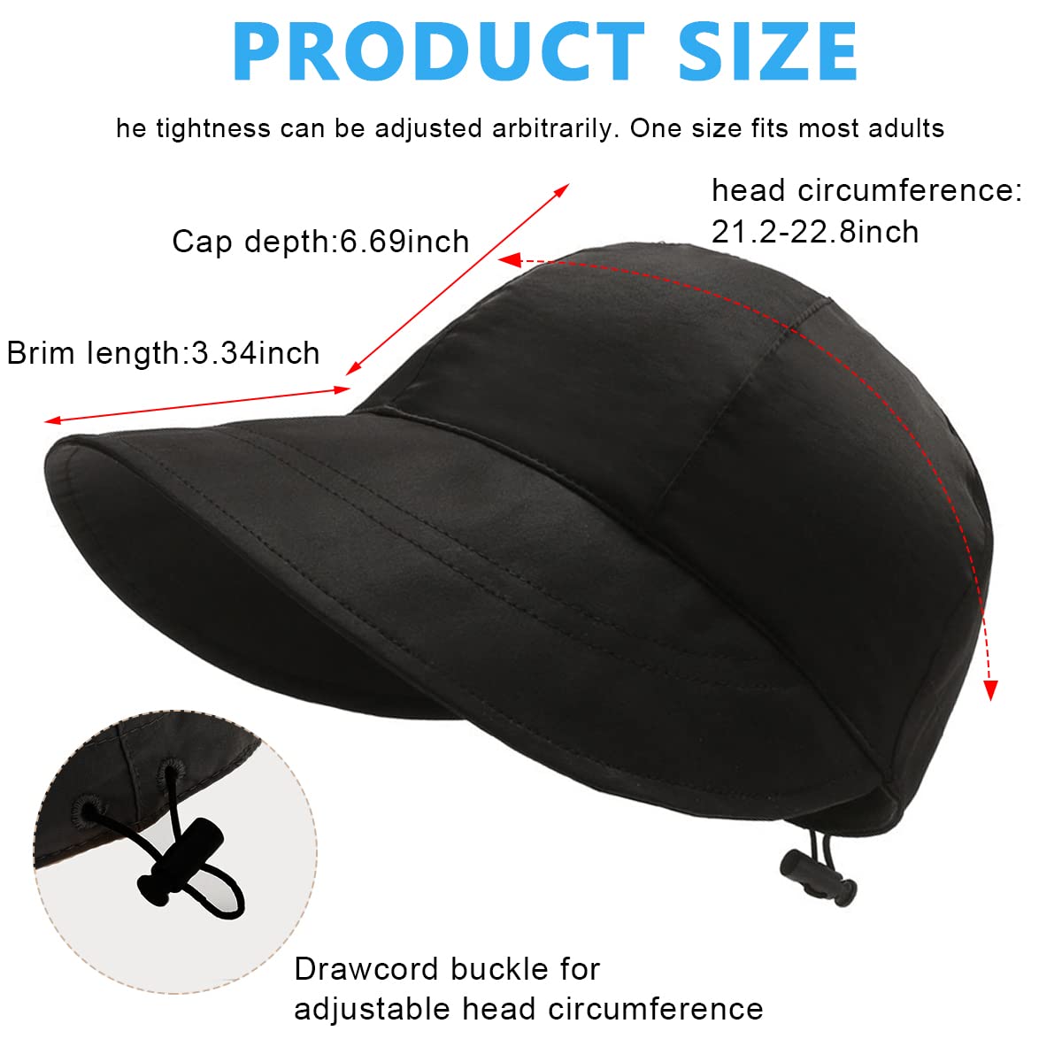 PALAY Bucket Hat for Women Sun Protection Wide Brim Summer Sun Hats for Women, Fashion Lightweight Quick Dry Cap Beach Hat - Adjustable Drawstring- Black