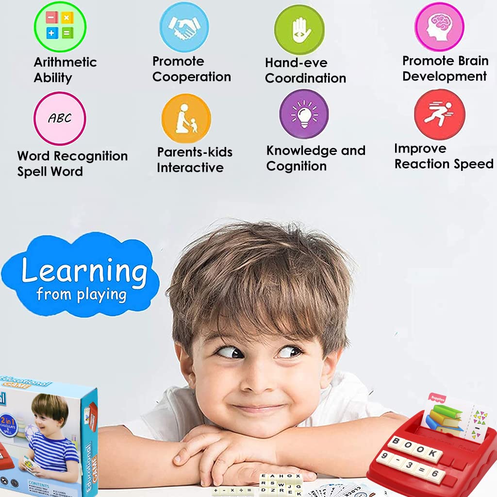 PATPAT Spelling Puzzle Game, Matching Letters Toy with Flash Cards Words, Montessori ABC Alphabet Mathatic Learning Educational Puzzle Gift for Preschool Boys Girls Kids Age 3-5 Years Old (Red)