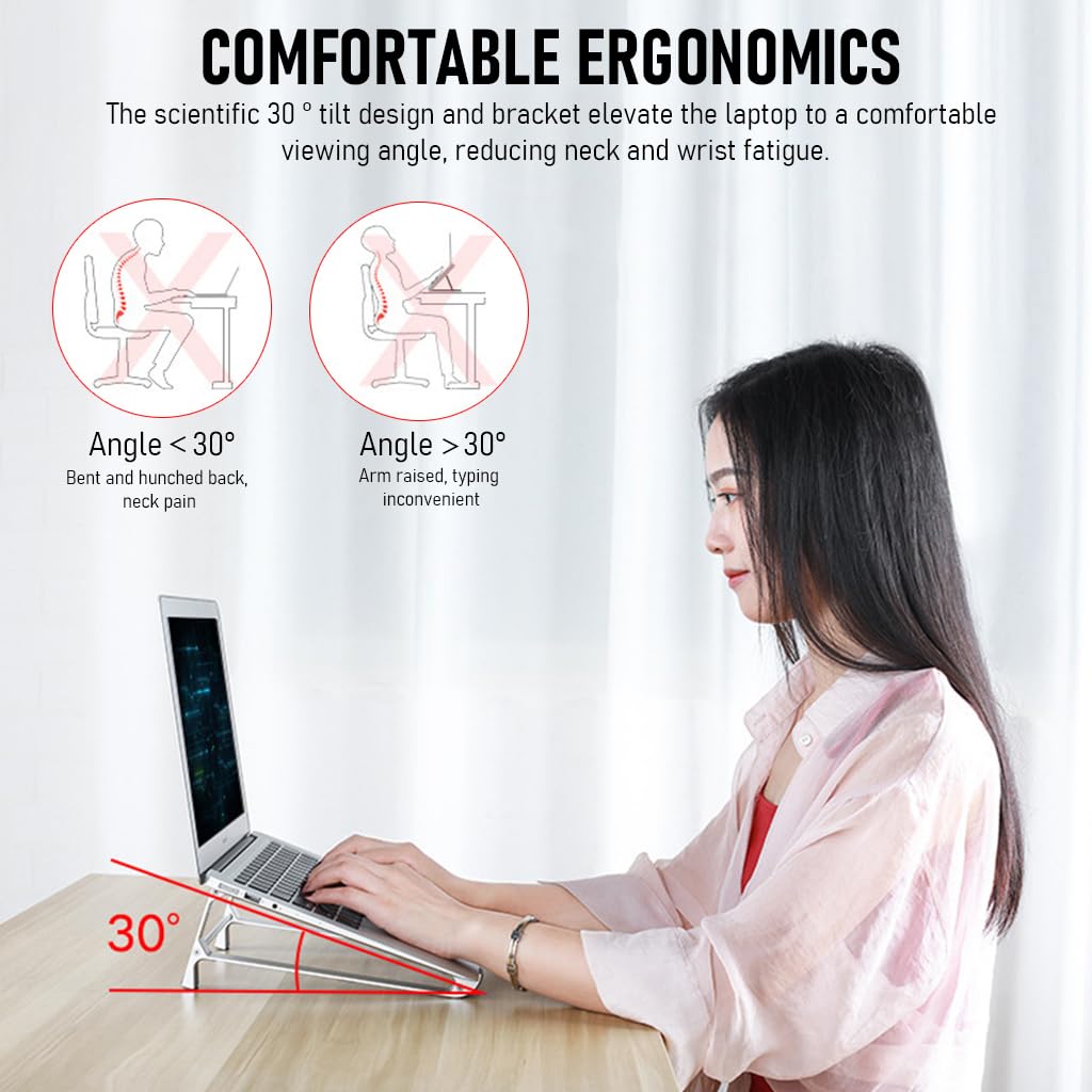 Verilux Aluminium Laptop Stand Laptop Vertical MacBook Stand Holder Laptop Organizer Anti-Slip Laptop Stand Laptop Riser for 13-17.4 inch MacBook Lenovo