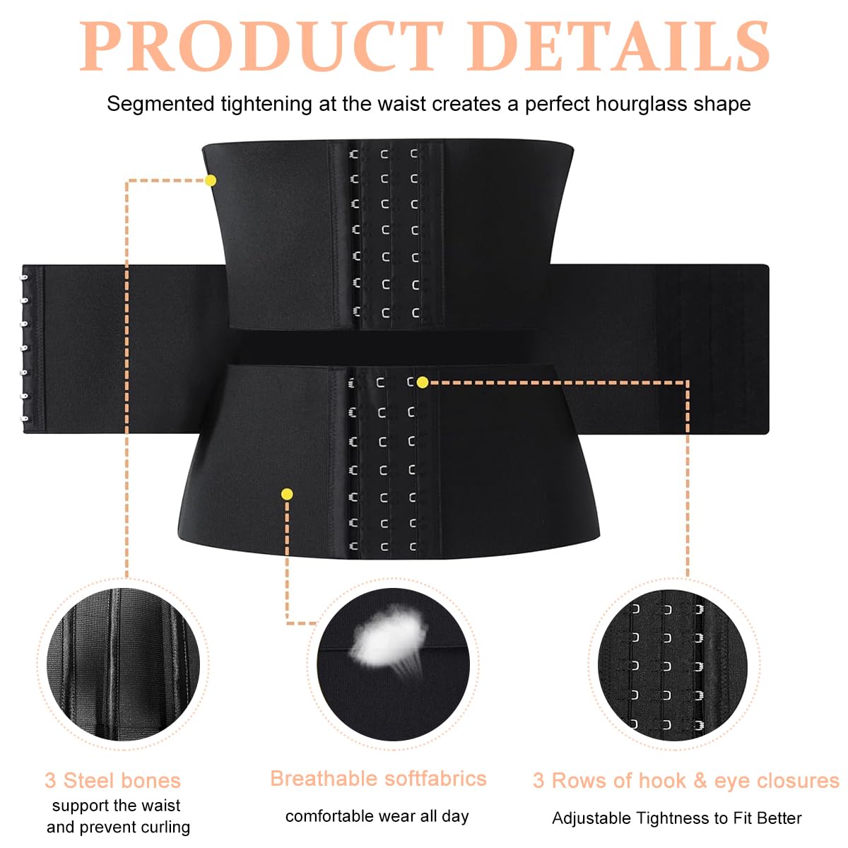 PALAY Waist Trainer for Women Waist Cincher Shapewear for Women Tummy Control Workout Body Shaper Adjustable Workout Girdle, XL
