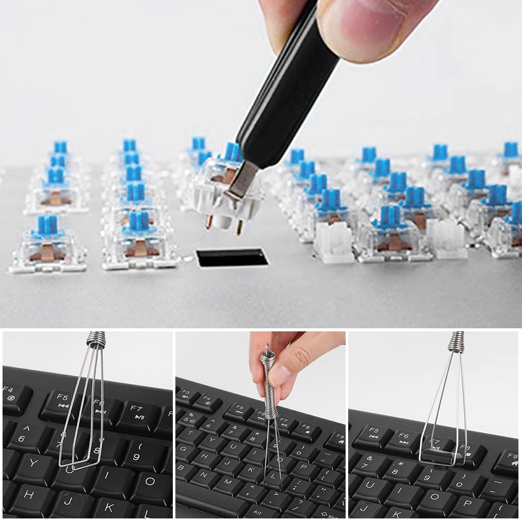 ZORBES 6 Pieces Keyboard Remover Tool Kit Include Switch Puller, Lubricating Pen, Cleaning Brush, Tweezers, 4-Jaw Gripper, and Key Cap Puller