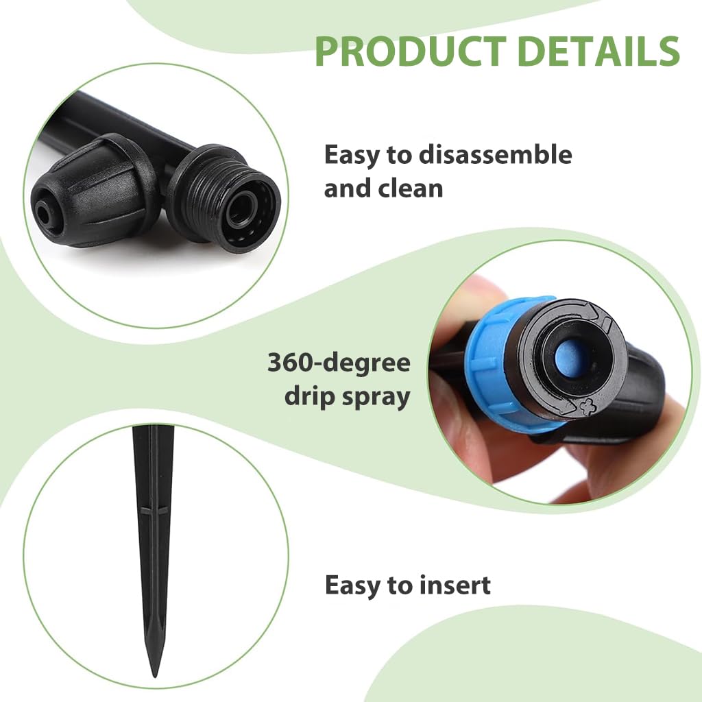 HASTHIP 30Pcs Irrigation Stakes 13.2cm Connectable Plant Watering Stakes Slow Drip Irrigation Emitters Reuseable Plastic Slow Dripping Watering Stakes for Flower Pots, Plant Pot, Flower Beds