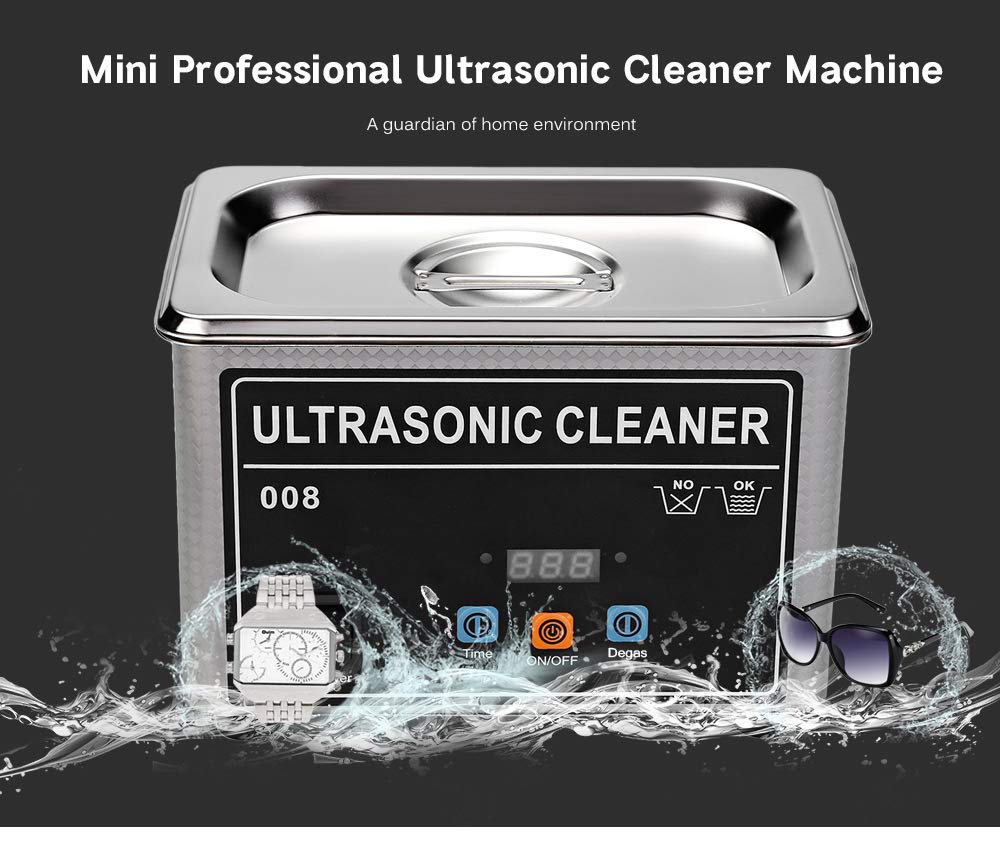 Verilux 0.8L Mini Ultrasonic Cleaner Machine Digital Timer 42KHz Sonic Cleaner with Digital Timer Basket for Small Silver Metal Parts(17.5CM*11CM*12.5CM)