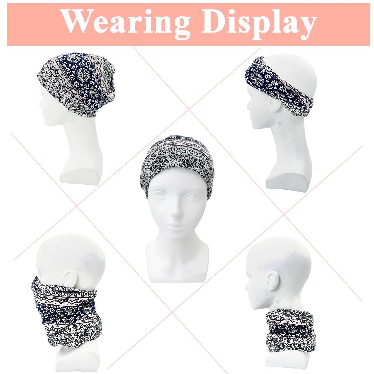 PALAY Beanie Cap for Women Head Scarf for Women, Slouchy Chemo Caps for Women Cotton Hijab Caps, Fashion Floral Print Head Scarves, Stretch Soft Hip-Hop Skull Dwarf Hats for Teen Girls