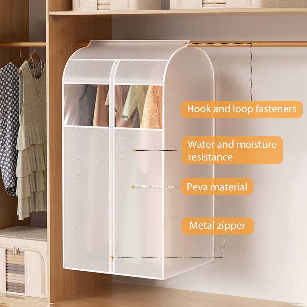HASTHIP Large Wardrobe Garment Cover 47.2 inches Dust Cover for Clothing Wardrobe Transparent Zipping Garment Cover Hanging Clothes Cover Bottom Enclosed Clothes Protector for Wardrobe